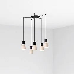 Pendel KOMBO 5-flammer E27 IP20, beige, sort mat 