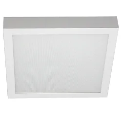 overflade lampe firkantet, flad, egnet til VDU-arbejdsstationer IP54, pulverlakeret, hvid dæmpbar