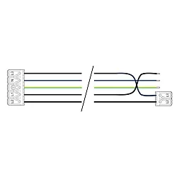 Through-wiring 5 x 1,5 mm² for Damp proof luminaire, series 9166, 1272mm
