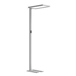 Standerlampe MICROPAL®, UGR<16 med sensor, direkte / indirekte, programmerbar, med touch-dæmper IP20, sølv dæmpbar