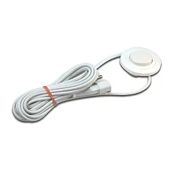 Møbler Indbygningskontakt SEH, rund Ø 7.5cm, IP20. 220-240V, maks. 2.5A, med 200cm Eurostik + 200cm Eurokobling, hvid