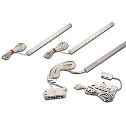 Sæt af 3 Skab armatur LED ADD-ON Mini + LED Transformer LED-24 / 15W + Touch-dæmper, 4.3W 3000K 280lm 110°