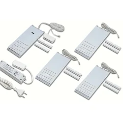 Sæt af 4 LED L-Pad 7.5W 3000K, med IR-dæmper + LED Transformer 24/15W/30W, hvid