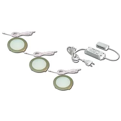 Set of 3 LED Area luminaire FR 68-LED, Recessed / Surface mounted, round, incl. transformer LED 24 / 15W, 4W 3000K 270lm 110°