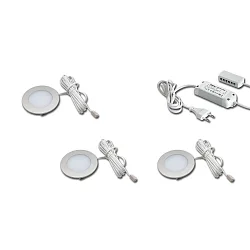 Set of 3 FR 55-LED 3W 4000K, stainless steel look + LED transformer LED 24 / 15W