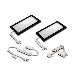 Sæt af 2 LED Skab armatur LED Sky 6W med Sonar-dæmper + LED Transformer LED-24 / 30W, 4000K, sort