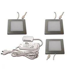 LED Recessed luminaire FAQ 58, 3er Set, 3x 3W, 3000K, IP20, brushed stainless steel