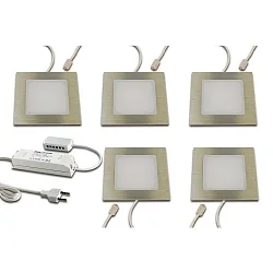 LED Recessed luminaire FAQ 68, 5er Set, 5x 4W, 4000K, IP20, brushed stainless steel
