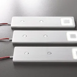 LED Skab armatur CORTINA, sæt med 3, SMD, 24W, 12V DC, 2900-6500K, sølv, dæmpbar