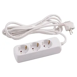 Socket, 3-fold, 3G1,5mm², white, 3m connection cable