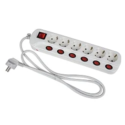 Bord socket, 6 gange, IP20, hvid