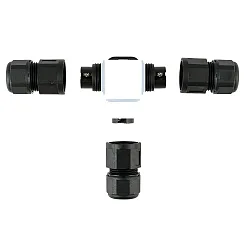 T Cable connector, 3 pole, IP68, black