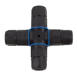 Cross Kabelstik, 3 poler, IP68, sort