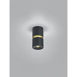 Loftlampe ROK 1-flamme, direkte / indirekte, fokuserbar IP20, guld mat, sort mat dæmpbar