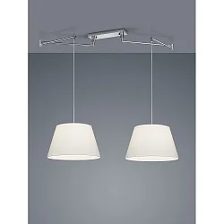 Pendant luminaire CERTO 1, 2 flames, E27, IP20, chrome / shade chintz white