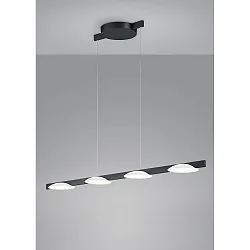 LED Pendant luminaire POLE LED, 4 flames, IP20, black matt anodised