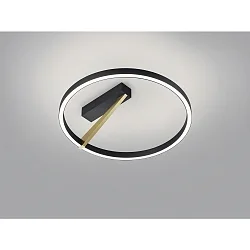 Loftlampe ELARA ringform IP20, guld, sort mat dæmpbar