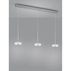 LED Pendant luminaire KEA LED, 3 flames, IP20, nickel matt
