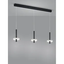 LED Pendant luminaire KEA LED, 3 flames, IP20, black matt