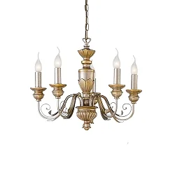 Lysekrone DORA SP5, 5-flammer, E14, Antik guld
