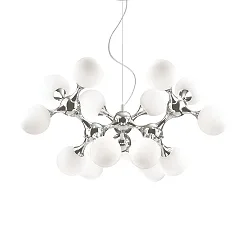 Pendel NODI BIANCO SP15, 15-flammer, E14, chrom