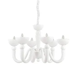 Lysekrone BON BON SP6, 6-flammer, E14, hvid
