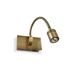 LED Displaylamp DYNAMO AP1 LED wall luminaire, 1x 3W, antique brass