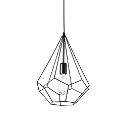 Pendant luminaire AMPOLLA 3, DIAMOND long, shade Ø 30cm / H 42cm, E27, adjustable height, black