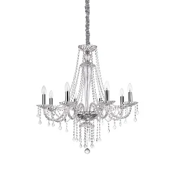 Lysekrone AMADEUS 8-flammer E14 IP20, chrom, gennemsigtig