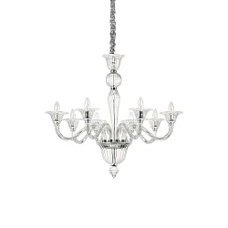 Pendant luminaire BRIGITTA, 8 flames, Ø 89cm, E14, transparent glass