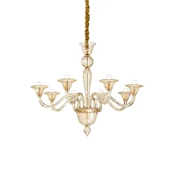 Pendant luminaire BRIGITTA, 8 flames, Ø 89cm, E14, amber glass