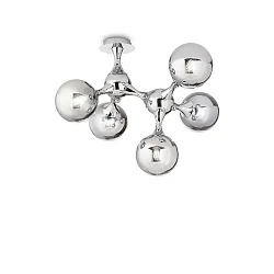 Loftlampe NODI 5-flammer, drejelig E14 IP20, chrom, gennemsigtig
