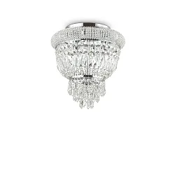 Ceiling luminaire DUBAI, 3 flames,  Ø 32cm, E14, metal / refined chrystal, chrome