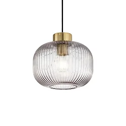 Pendel MINT-2 E27 IP20, røgfarver, messing satineret