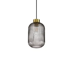 Pendel MINT-1 E27 IP20, røgfarver, messing satineret