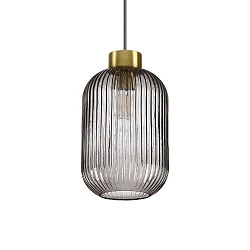 Pendel MINT-3 E27 IP20, røgfarver, messing satineret