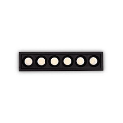 Indbygget downlight LIKA FI SLIM  D12 6-flammer, UGR < 19, smal, on/off, med kantbånd IP20, sort mat 