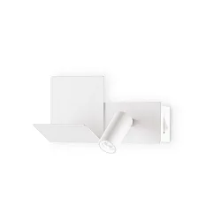 Væglampe KOMODO-2 AP LED højre, med USB-opladningsfunktion, med hylde LED IP20, hvid