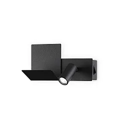Væglampe KOMODO-2 AP LED højre, med USB-opladningsfunktion, med hylde LED IP20, sort