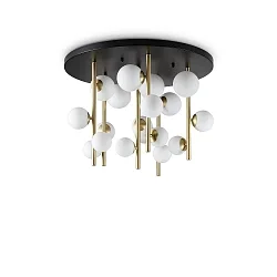 ceiling luminaire PERLAGE 18 flames G9 IP20, white, satined brass dimmable