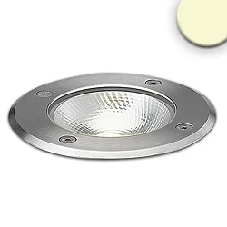 Outdoor LED in-ground spot COB, IP67, 7W 3000K 600lm 90°, walkable, inox steel / clear, round, Ø 12.5cm
