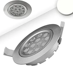 Indbygningslampe svingbar, dæmpbar IP40, sølv dæmpbar 16W 1120lm 4200K 72° 72° CRI 80-89