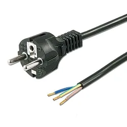 stik Schutzkontakt-Stecker schwarz, 1,5m, lose Kabelenden