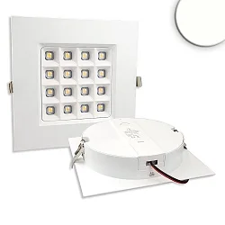 LED downlight PRISM, UGR<19, suitable for offices, IP54, angular, 11 x 11cm, fixed optics, dimmable, 10W 4000K 1020lm 90°