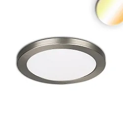 LED ceiling luminaire Slim Flex, IP44, 6W, ColorSwitch 3000|3500|4000K 510lm 120°, variable opening, brushed nickel