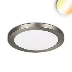 LED ceiling luminaire Slim Flex, IP44, 12W, ColorSwitch 3000|3500|4000K 1020lm 120°, variable opening, brushed nickel