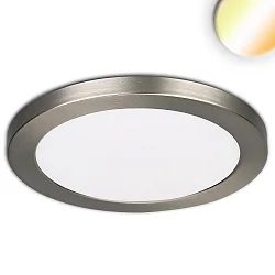 LED ceiling luminaire Slim Flex, IP44, 24W, ColorSwitch 3000|3500|4000K 2040lm 120°, variable opening, brushed nickel