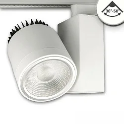 LED 3-phase track spot, 30°-50° focusable, 35W, CRi >92, rotatable, 4000K 4500lm, matt white