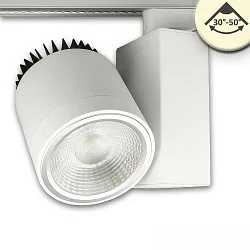 LED 3-phase track spot, 30°-50° focusable, 35W, CRi >92, rotatable, 3000K 4100lm, matt white