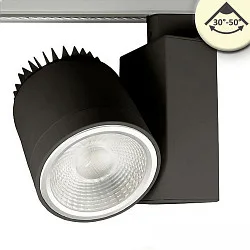 LED 3-phase track spot, 30°-50° focusable, 35W, CRi >92, rotatable, 3500K 4200lm, matt black